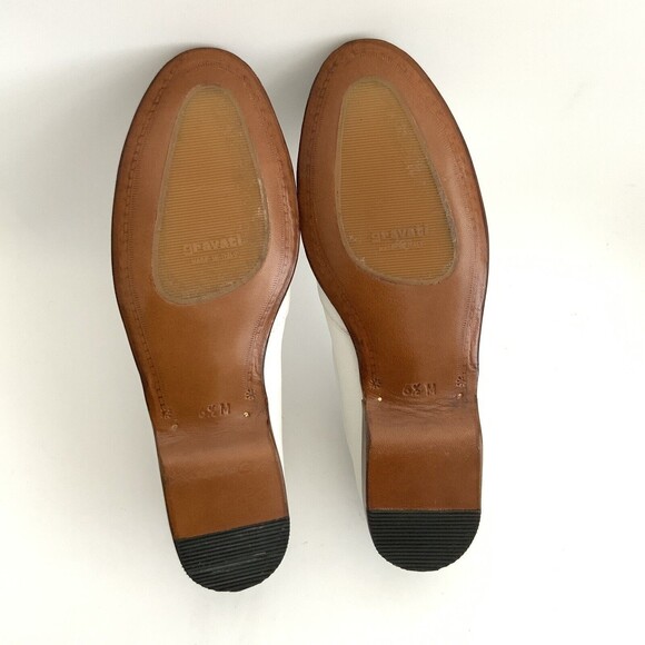 Gravati Loafers Size 6.5M White Blue All Leather Hand Made Cap-toe Italy - Picture 9 of 12